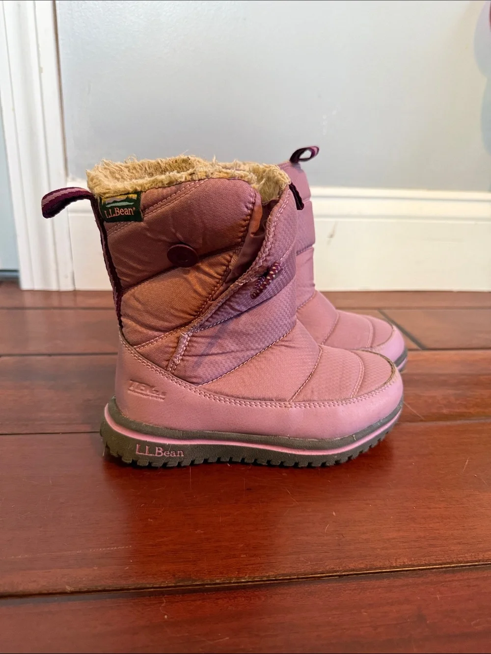 L.L. Bean Girls' Pink and Plum Insulated Snow Boots